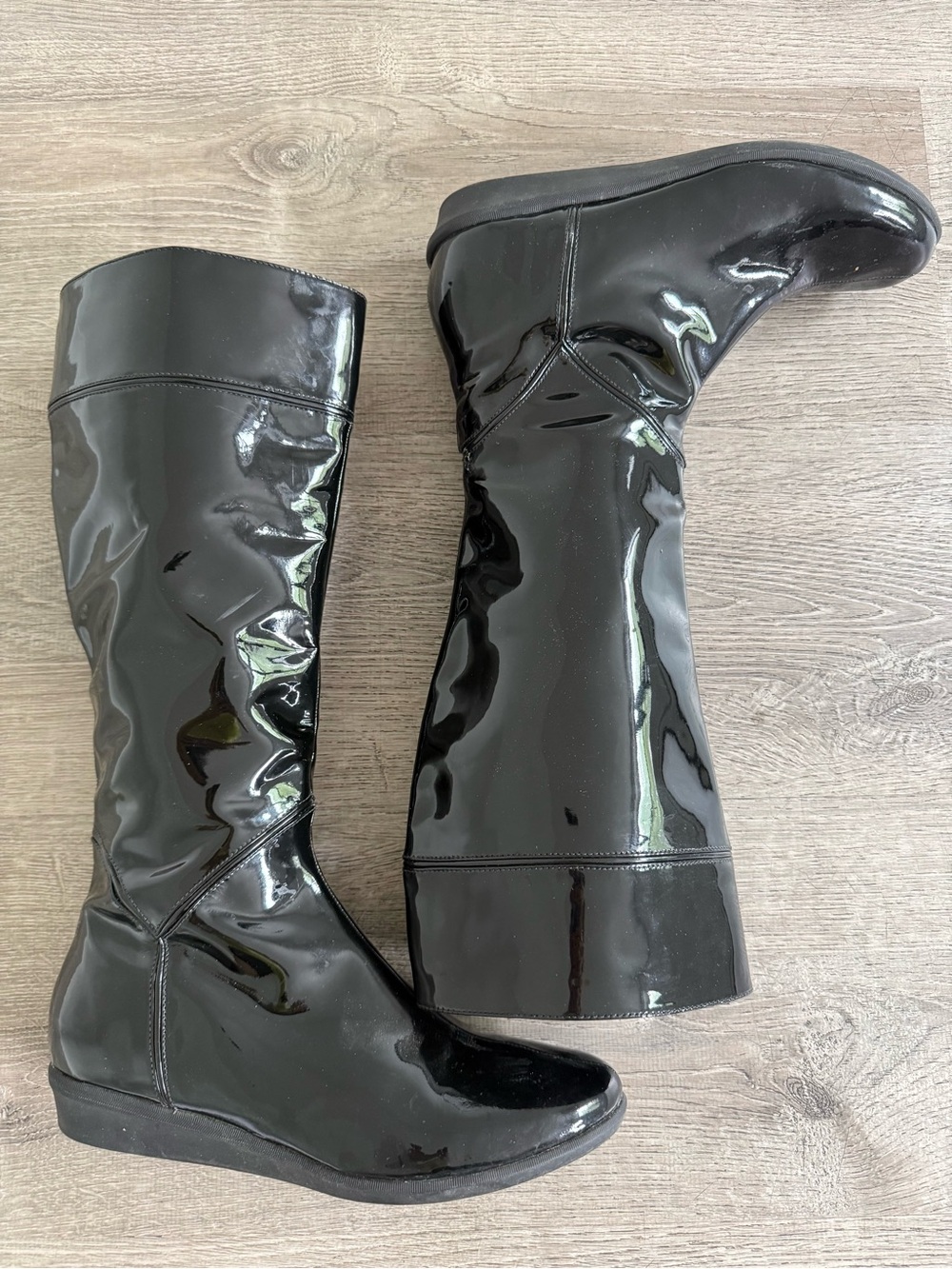 Black Patent Knee-High Women's Boots